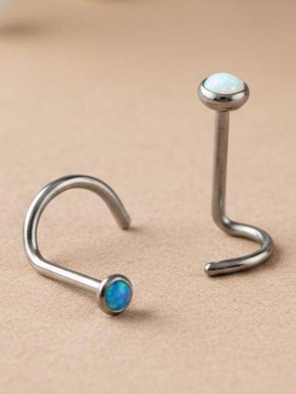2 Opal Nose Rings